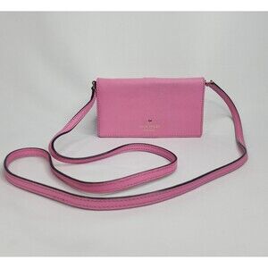 Kate Spade Pink Saffiano Phone Wallet Crossbody Leather Mini Bag Card Holder